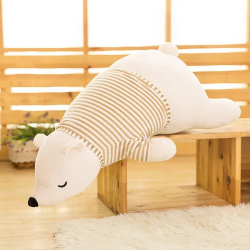 Miniatura 5 de MMTTAO Oso Polar Relleno Juguete de Peluche de 14 Pulgadas Pequeño Oso Blanco Durmiente Peluches Suaves Lindas Muñecas de Colección Almohada Cojín