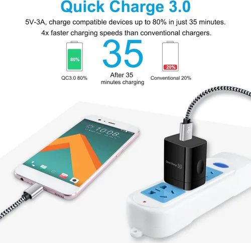 Miniatura 2 de Cargador rápido 3.0 de carga rápida para LG Velvet 5G Wing, LG Stylo 4 5 6, LG G5 G6 G7 G8 G8X V20 V30 V40 V50 ThinQ, K51 K61 K71 K92