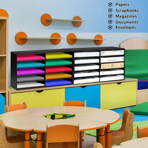 Miniatura 2 de Fuutreo 2 piezas de almacenamiento de papel de construcción, buzón de aula, clasificador de literatura de regreso a la escuela, organizador de papel