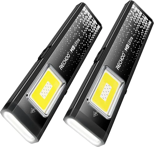 Miniatura 9 de RECHOO Linternas recargables de alto lúmenes, paquete de 2 unidades, 200 lúmenes, súper brillantes, con doble fuente de luz, linterna pequeña