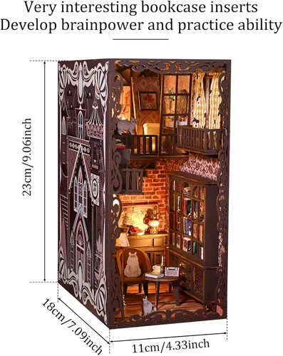 Miniatura 7 de Kits de rincón de libros para adultos, kit de sujetalibros 3D 2026, kit de construcción de modelo de casa de libro mágico, decoración con sensor