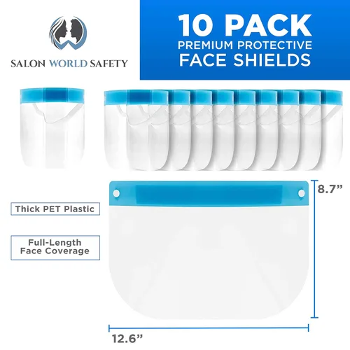 Miniatura 2 de Salon World - Protectores faciales de seguridad (paquete de 10), protectores faciales completos ultra transparentes, para proteger los ojos
