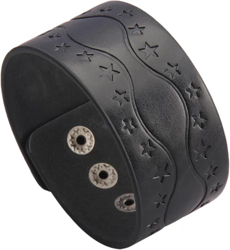 Miniatura 10 de Pulsera de cuero para hombre, brazaletes de cuero punk, pulsera de cuero negro para mujer