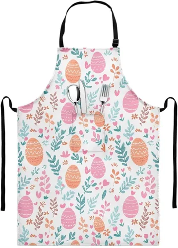 Miniatura 8 de GIFTPUZZ Delantal de chef para mujer con lazo largo y bolsillo frontal con correas
