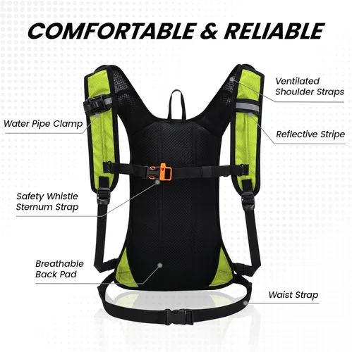 Miniatura 5 de Nepest Hydration Pack Backpack for Women & Men, Lightweight Water Backpack with 2L Water Bladder for Hiking Cycling Running Biking Verde