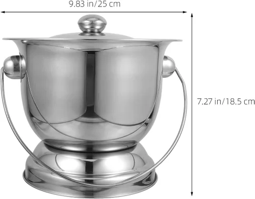 Miniatura 3 de DOITOOL Olla urinaria de acero inoxidable con tapa de 9.84 pulgadas, olla de cámara portátil para adultos, niños, ancianos, cubierta de noche