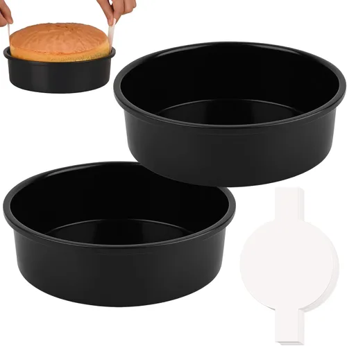 Miniatura 7 de HUAKENER Molde para pasteles de 6 pulgadas, juego de 3 moldes redondos para pasteles con 100 piezas de papel pergamino, moldes antiadherentes