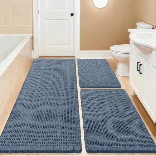 Miniatura 93 de Tapete de baño con diseño de gofre, moderno, bohemio, absorbente, antideslizante, ultrasuave, lavable a máquina, con letra de baño, dormitorio