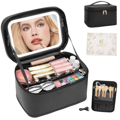 Miniatura 23 de OCHEAL Makeup Bag,Travel Makeup Organizer Bag, Cute Cosmetic Bags for Women Girls Travel Toiletry Bag Traveling With Brush Slot And Divider-Floral