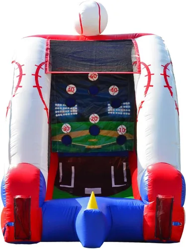 JumpOrange Juego inflable de béisbol (con soplador y murciélago de espuma), niños y adultos, grado comercial, juego de alquiler, agujeros de tiro de