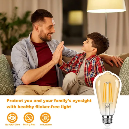Miniatura 5 de 12 paquetes de bombillas LED Edison vintage grandes ST64, 7 W equivalentes a 60 W, 800 lúmenes, bombillas LED de filamento antiguo regulables, 2700