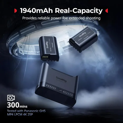 Miniatura 2 de SMALLRIG DMW-BLK22 - Juego de baterías para cámara Panasonic, cargador de doble ranura de 22.5 W con baterías de 1940 mAh, compatible con Panasonic
