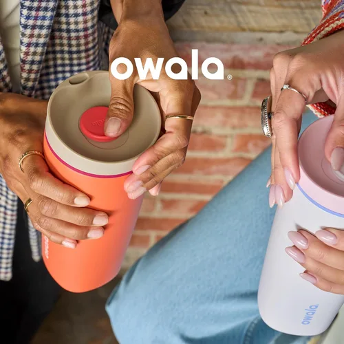 Miniatura 5 de Owala SmoothSip Slider - Vaso de café aislado de acero inoxidable, reutilizable, taza de café helado, taza de viaje para café caliente, sin BPA, 12