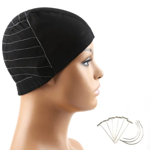 Bella Hair Gorra de cúpula de mapa para pelucas de encaje frontal, gorra de malla elástica con banda elástica ancha para hacer pelucas, perfecta