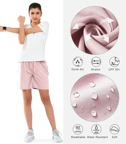 Miniatura 41 de NORTHYARD Pantalones cortos deportivos de senderismo para mujer, de secado rápido, ligeros, para gimnasio, entrenamiento, con 3 bolsillos