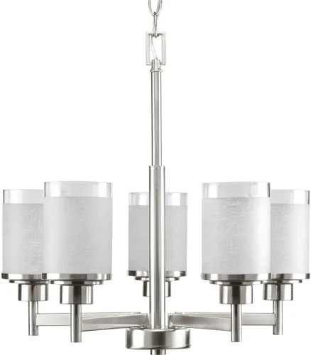 Progress Lighting P4459 Alexa Candelabro de 5 luces, con pantalla de lino, de 20 pulgadas de alto., P4459-09, 100.00watts, 120.00 volts