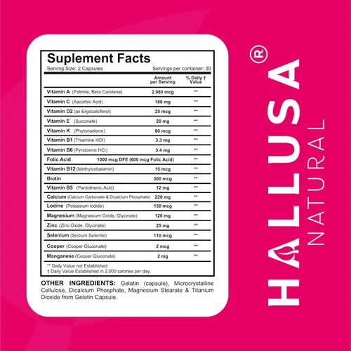 Miniatura 3 de HallMultiWomen - Multivitamínico para mujeres 60 cápsulas con biotina, zinc, magnesio, vitaminas A, C, D, E y complejo B Suplemento diario