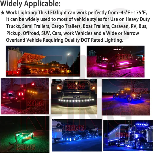 Miniatura 6 de KEING Paquete de 10 mini luces LED redondas selladas impermeables de 3/4 pulgadas, luz de señalización LED blanca de 12 V para remolque, camión