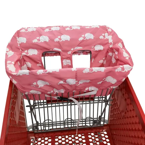 Miniatura 5 de Pozico Funda para Carrito de Compras para Bebé Niña o Niño, Lavable a Máquina/Portátil con Bolsa de Transporte - Elefante Rosa Blanco Elefante