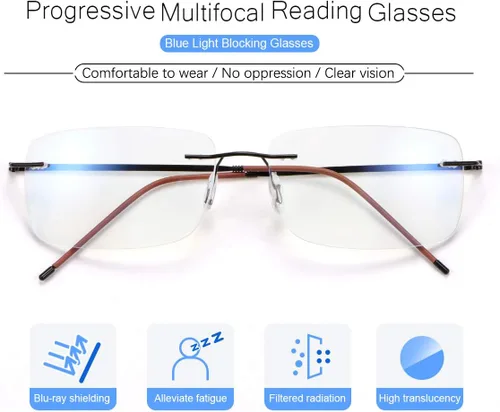 Miniatura 2 de YIMI Progressive - Lentes de lectura multienfoque sin montura UV400 para computadora, anti luz azul, lentes de transición para hombres y mujeres