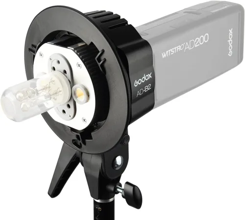 Miniatura 3 de Godox AD-B2 Dual Power Twin Head Bowens Mount para instalar 2 Godox AD200Pro II o AD200 Pro Pocket Flash o Flashpoint eVOLV 200 TTL Modular Strobe