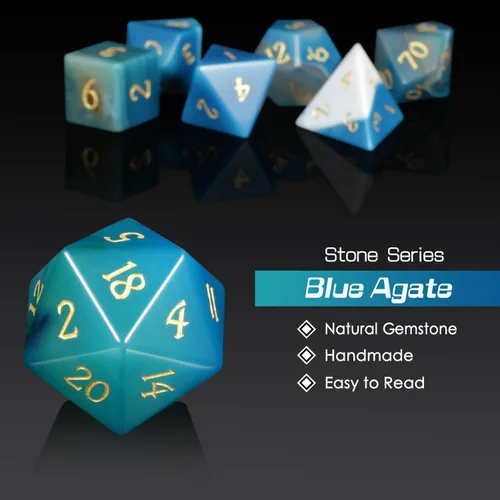 Miniatura 4 de Juego de dados Aagte D&D DNDND Un juego completo de dados de piedra DND con estuche de regalo magnífico para juego de mesa Dungeons and Dragons