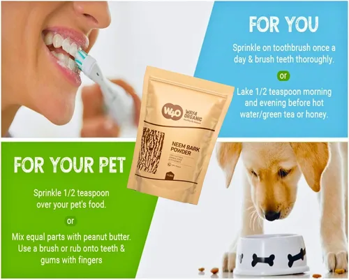 Miniatura 7 de Way4Organic Polvo de corteza de neem de 16 onzas (1 libra), soporte dental y digestivo, polvo de dientes, totalmente natural