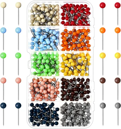 Miniatura 9 de Outus alfileres de acero con cabeza de plástico, 1/8 pulgadas, 500 unidades. Multicolor