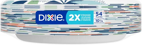Miniatura 9 de Dixie Platos de papel grandes, 10 pulgadas, 54 unidades, 2 veces más fuertes, aptos para microondas, a prueba de remojos, resistentes a cortes