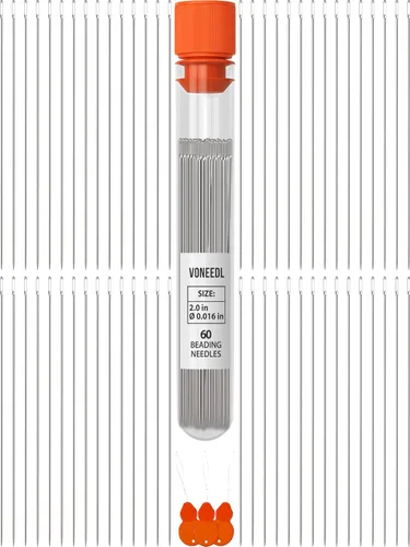 Miniatura 8 de VONEEDL 60 Agujas de Enhebrado Rectas con Tubo de Almacenamiento Conveniente Tamaño 10-0.45mm (0.017in) Agujas Extra Finas para Semillas - Perfectas