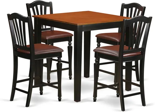Miniatura 10 de East West Furniture PBCH3-BLK-C - Juego de mesa de comedor de 3 piezas de altura para mostrador de cocina contiene una mesa de comedor cuadrada y 2