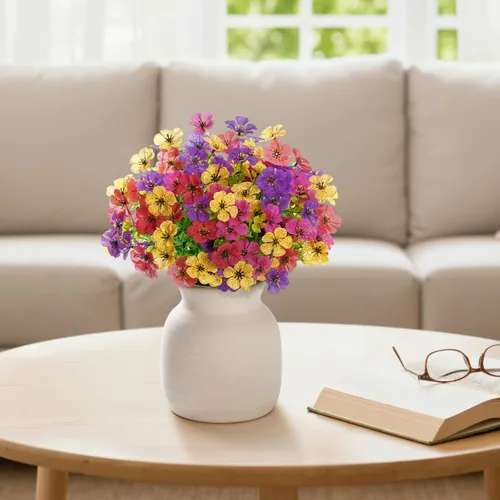 Miniatura 6 de Lifewit Flores artificiales para interiores y exteriores, 12 paquetes de flores falsas de plástico con hojas de eucalipto para decoración del jardín