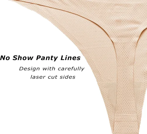 Miniatura 5 de CRISAN Tangas sin costuras para mujer, ropa interior de nailon para mujer, paquete de 6