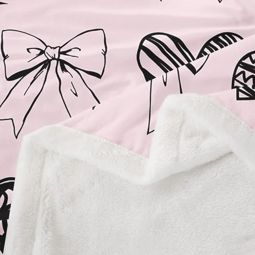 Miniatura 4 de Manta de cama con estampado de corazones de lazo, manta de felpa de grafiti dibujada a mano para decoración rústica del hogar, manta de franela