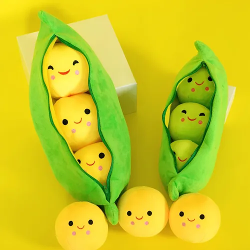 Miniatura 6 de AOQI Peluche de guisantes gigantes en una vaina de guisantes, almohada de guisantes de peluche, juguetes de plantas, varios tamaños