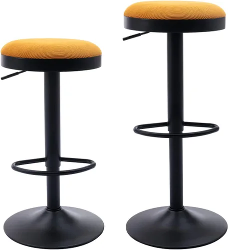 Shunzhi Juego de 2 taburetes de bar redondos giratorios de altura de mostrador, modernos taburetes de bar ajustables, sillas de bar de pana sin