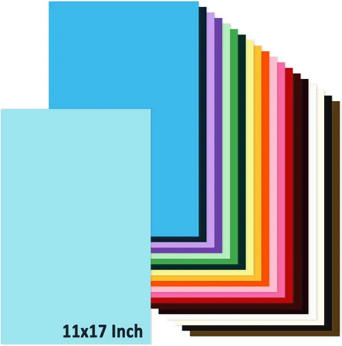 Cartulina grande de 11 x 17 pulgadas, papel de color A3, 60 hojas de póster multicolor, 20 colores, 80 libras de grosor, tablero de exhibición de