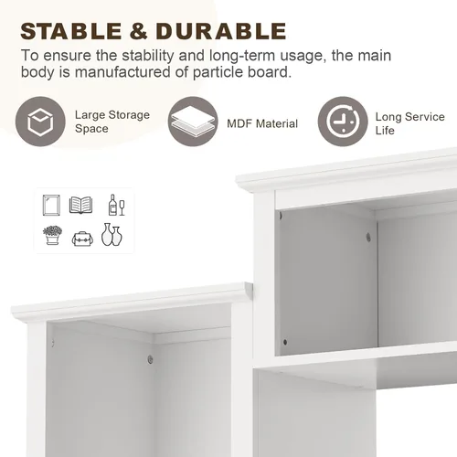 Miniatura 7 de MEISSALIVVE Mueble de pared con almacenamiento y luces LED, gran centro de entretenimiento con estanterías para televisores de hasta 70 pulgadas