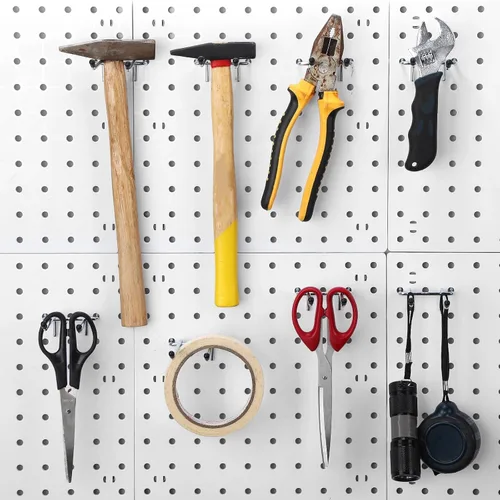 Miniatura 5 de Coume Pegboard - Gancho recto de doble brazo para garaje, organizador de pared, ganchos para tablero de clavijas, ganchos para herramientas