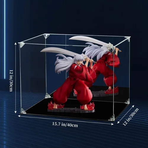 Miniatura 2 de Vitrina de acrílico transparente para figuras de acción con parte trasera espejada, caja de almacenamiento a prueba de polvo, estuche de vidrio