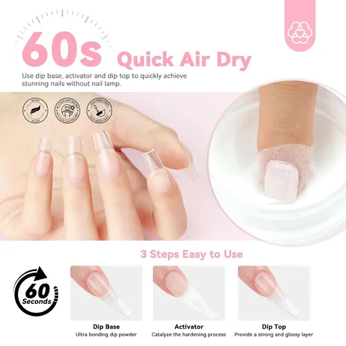 Miniatura 3 de SAVILAND Kit de iniciación de polvo de inmersión transparente para uñas: 2.12 oz 2.1 oz polvo de inmersión para uñas con polvo de inmersión