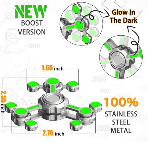 Miniatura 2 de Dilabnba Infinity Gear Fidget Spinners juguete para niños y adultos, juguete de metal fresco para aliviar el estrés, antiansiedad, luz que brilla