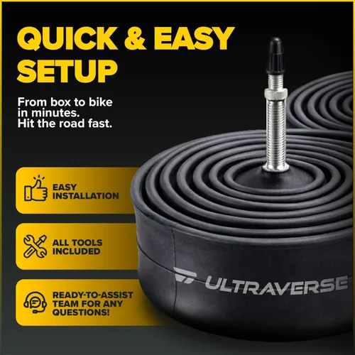 Miniatura 8 de Ultraverse Tubo interior de bicicleta para neumáticos de bicicleta de 26, 27.5 x 1.75/1.95/2.10/2.125 pulgadas con válvula Presta, tubos de goma