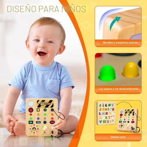 Miniatura 3 de TINTECUSA Tablero Ocupado con Luz LED, Juguetes Sensoriales de Madera para Niños Pequeños, Juguete Musical Montessori para Avión, Actividades