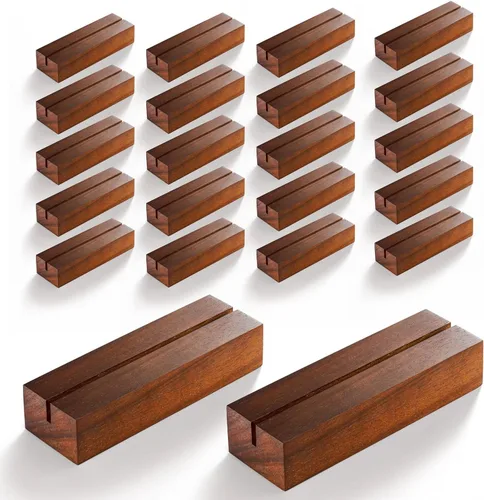Tidita 20 soportes para tarjetas de madera de acacia, soporte de madera acrílica para decoración de mesa, soportes de exhibición de imágenes,