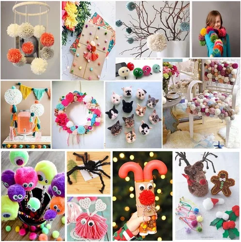 Miniatura 7 de Amoboo Máquina para hacer pompones, 4 tamaños para hacer pompones, agujas tejedoras de bolas de esponja, manualidades, juego de herramientas