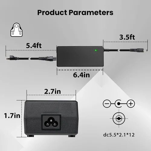Miniatura 7 de Salida del cargador de batería de litio de 36 V 42 V 2 A para baterías de bicicleta eléctrica, cargador con conector jack DC2.1 (0.217 x 0.083 in)