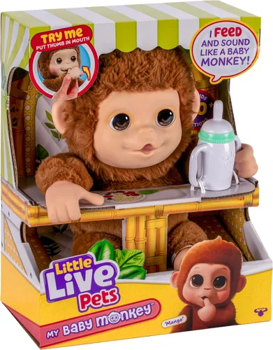 Miniatura 6 de Little Live Pets My Baby Monkey "Mango" con biberón, juego de animales interactivos y suaves para niños de 4 años en adelante, más de 50 sonidos