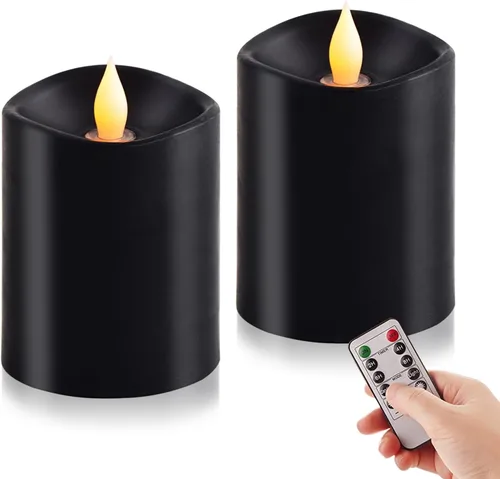 Miniatura 23 de Juego de 1 velas sin llama de 3 x 4, batería de 2 AA, 600 horas, velas parpadeantes con temporizador, velas sin llama de 4 pulgadas con control