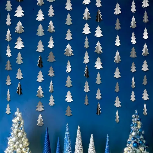 Miniatura 8 de Kit de guirnalda de árbol de Navidad de papel brillante para decoración de fiesta en el hogar (marrón)